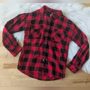 {Wonder Nation} Little Girl Red and Black Plaid Shirt